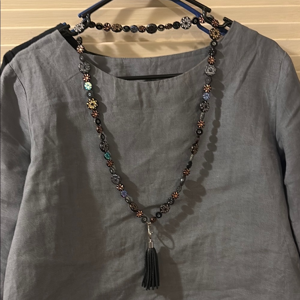 Elegant Czech Glass Black and Gold Beaded Necklace